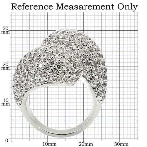 0W216 - Rhodium Brass Ring with AAA Grade CZ in Clear - Alamode - Flyclothing LLC