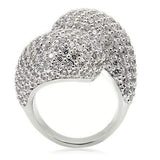 0W216 - Rhodium Brass Ring with AAA Grade CZ in Clear - Alamode - Flyclothing LLC