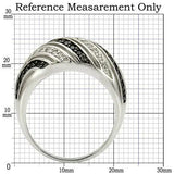 0W224 - Rhodium + Ruthenium Brass Ring with AAA Grade CZ in Jet - Alamode - Flyclothing LLC