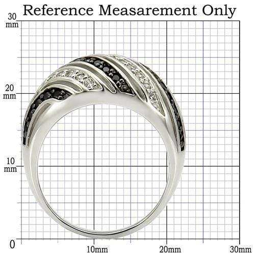 0W224 - Rhodium + Ruthenium Brass Ring with AAA Grade CZ in Jet - Alamode - Flyclothing LLC