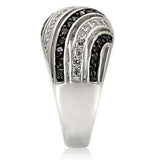 0W224 - Rhodium + Ruthenium Brass Ring with AAA Grade CZ in Jet - Alamode - Flyclothing LLC