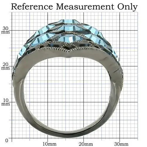 0W235 - Ruthenium Brass Ring with Top Grade Crystal in Sea Blue - Alamode - Flyclothing LLC
