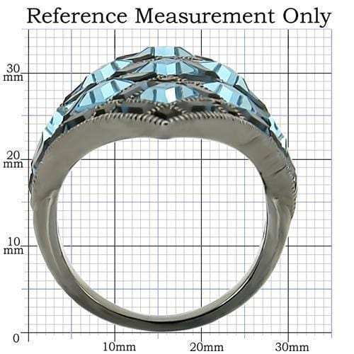 0W235 - Ruthenium Brass Ring with Top Grade Crystal in Sea Blue - Alamode - Flyclothing LLC