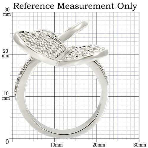 0W237 - Rhodium Brass Ring with AAA Grade CZ in Clear - Alamode - Flyclothing LLC