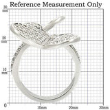 0W237 - Rhodium Brass Ring with AAA Grade CZ  in Clear - Alamode