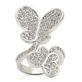 0W237 - Rhodium Brass Ring with AAA Grade CZ in Clear - Alamode - Flyclothing LLC