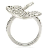 0W237 - Rhodium Brass Ring with AAA Grade CZ in Clear - Alamode - Flyclothing LLC