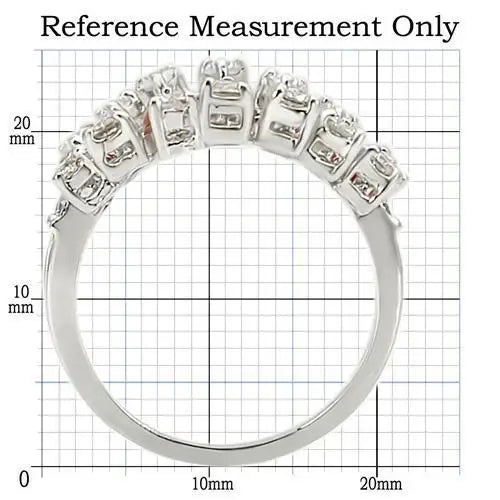 0W241 - Rhodium Brass Ring with AAA Grade CZ in Clear - Alamode - Flyclothing LLC