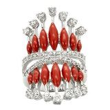 0W241 - Rhodium Brass Ring with AAA Grade CZ  in Clear - Alamode