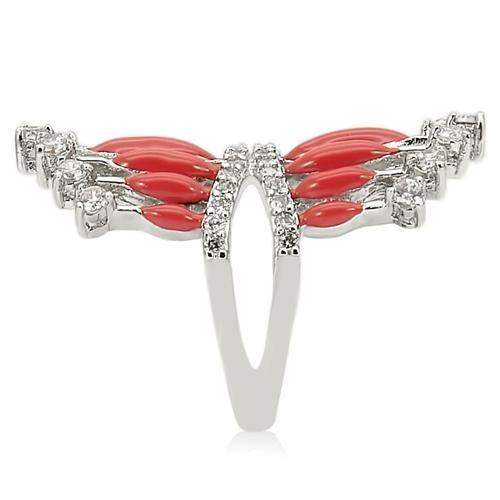 0W241 - Rhodium Brass Ring with AAA Grade CZ in Clear - Alamode - Flyclothing LLC