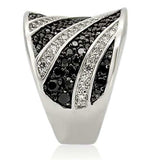 0W242 - Rhodium + Ruthenium Brass Ring with AAA Grade CZ in Jet - Alamode - Flyclothing LLC