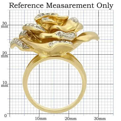 0W250 - Matte Gold & Rhodium Brass Ring with AAA Grade CZ in Clear - Alamode - Flyclothing LLC