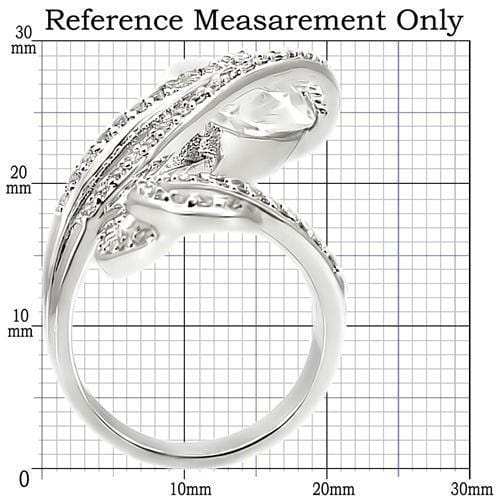 0W253 - Rhodium Brass Ring with AAA Grade CZ in Clear - Alamode - Flyclothing LLC