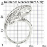 0W253 - Rhodium Brass Ring with AAA Grade CZ  in Clear