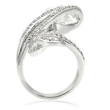 0W253 - Rhodium Brass Ring with AAA Grade CZ  in Clear - Alamode
