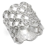 0W267 - Rhodium Brass Ring with AAA Grade CZ  in Clear - Alamode