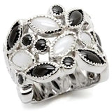 0W272 - Rhodium Brass Ring with Milky CZ  in Multi Color - Alamode