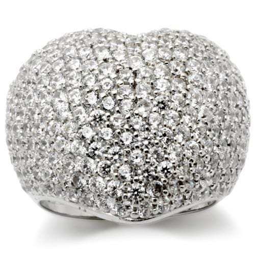 0W276 - Rhodium Brass Ring with AAA Grade CZ in Clear - Alamode - Flyclothing LLC