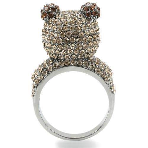 0W279 - Ruthenium Brass Ring with Top Grade Crystal in Multi Color - Alamode - Flyclothing LLC