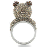 0W279 - Ruthenium Brass Ring with Top Grade Crystal in Multi Color - Alamode - Flyclothing LLC
