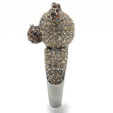 0W279 - Ruthenium Brass Ring with Top Grade Crystal in Multi Color - Alamode - Flyclothing LLC