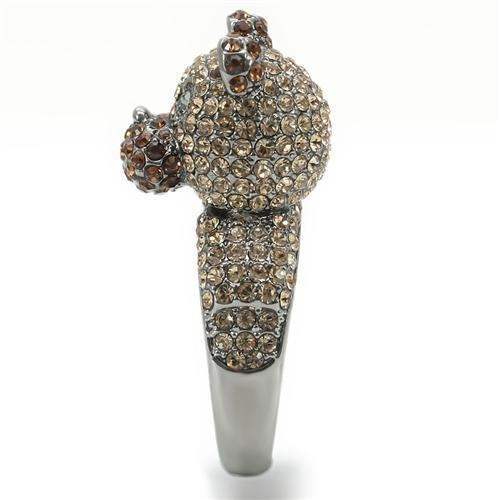 0W279 - Ruthenium Brass Ring with Top Grade Crystal in Multi Color - Alamode - Flyclothing LLC