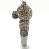 0W279 - Ruthenium Brass Ring with Top Grade Crystal in Multi Color - Alamode - Flyclothing LLC