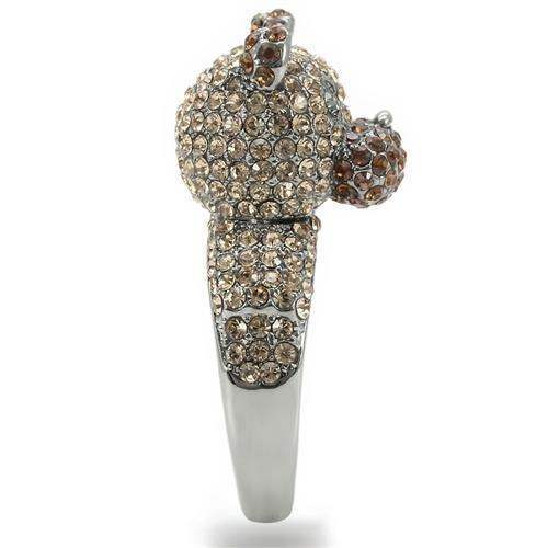 0W279 - Ruthenium Brass Ring with Top Grade Crystal in Multi Color - Alamode - Flyclothing LLC
