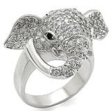 0W280 - Rhodium Brass Ring with Top Grade Crystal  in Jet - Alamode