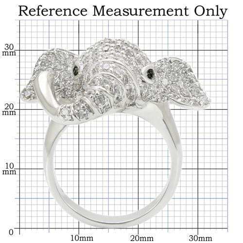 0W280 - Rhodium Brass Ring with Top Grade Crystal in Jet - Alamode - Flyclothing LLC