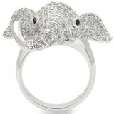 0W280 - Rhodium Brass Ring with Top Grade Crystal  in Jet - Alamode