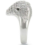 0W280 - Rhodium Brass Ring with Top Grade Crystal in Jet - Alamode - Flyclothing LLC