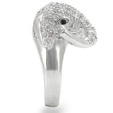0W280 - Rhodium Brass Ring with Top Grade Crystal in Jet - Alamode - Flyclothing LLC