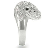 0W280 - Rhodium Brass Ring with Top Grade Crystal in Jet - Alamode - Flyclothing LLC