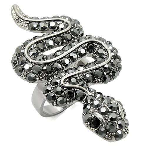 0W282 - Ruthenium Brass Ring with Top Grade Crystal in Jet - Alamode - Flyclothing LLC