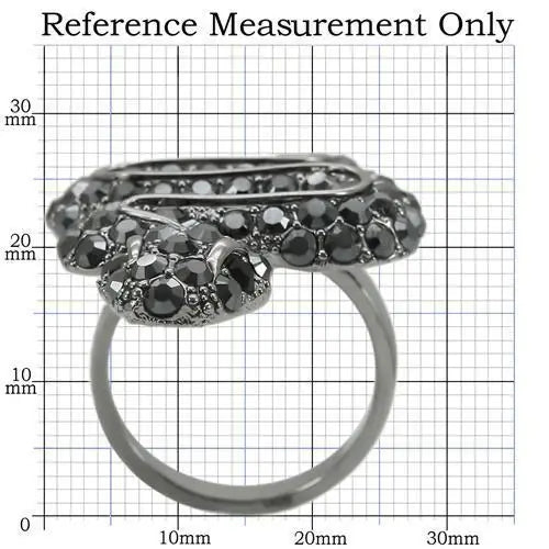 0W282 - Ruthenium Brass Ring with Top Grade Crystal in Jet - Alamode - Flyclothing LLC
