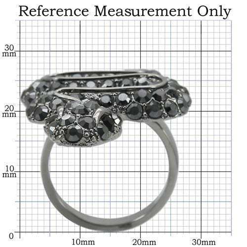 0W282 - Ruthenium Brass Ring with Top Grade Crystal in Jet - Alamode - Flyclothing LLC