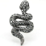 0W282 - Ruthenium Brass Ring with Top Grade Crystal in Jet - Alamode - Flyclothing LLC