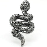 0W282 - Ruthenium Brass Ring with Top Grade Crystal  in Jet - Alamode