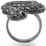 0W282 - Ruthenium Brass Ring with Top Grade Crystal  in Jet - Alamode