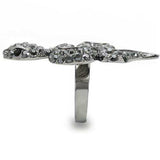 0W282 - Ruthenium Brass Ring with Top Grade Crystal in Jet - Alamode - Flyclothing LLC