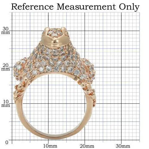 0W283 - Rose Gold Brass Ring with AAA Grade CZ in Jet - Alamode - Flyclothing LLC