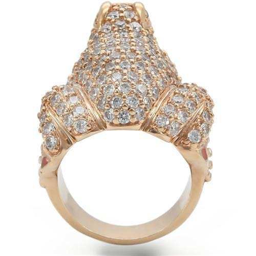 0W283 - Rose Gold Brass Ring with AAA Grade CZ in Jet - Alamode - Flyclothing LLC