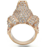 0W283 - Rose Gold Brass Ring with AAA Grade CZ in Jet - Alamode - Flyclothing LLC