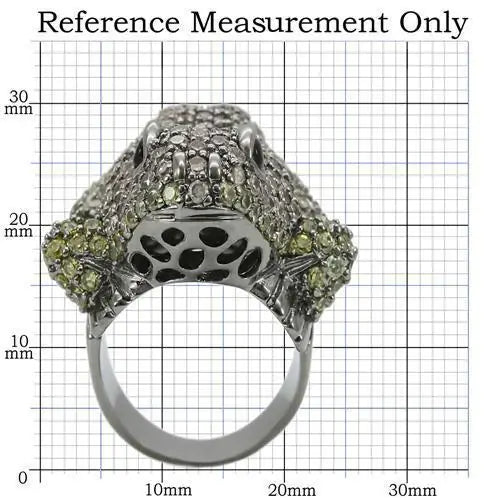 0W284 - Ruthenium Brass Ring with AAA Grade CZ in Multi Color - Alamode - Flyclothing LLC