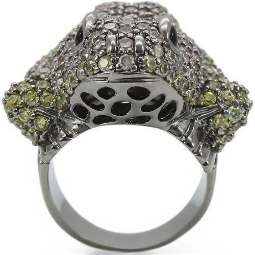 0W284 - Ruthenium Brass Ring with AAA Grade CZ in Multi Color - Alamode - Flyclothing LLC