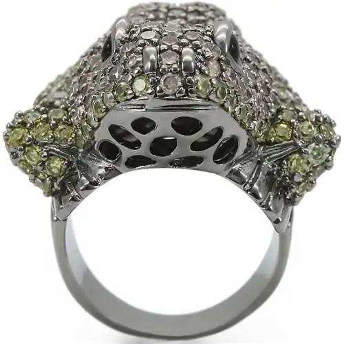 0W284 - Ruthenium Brass Ring with AAA Grade CZ in Multi Color - Alamode - Flyclothing LLC
