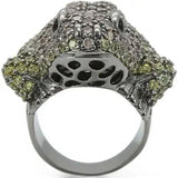 0W284 - Ruthenium Brass Ring with AAA Grade CZ  in Multi Color - Alamode