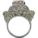0W284 - Ruthenium Brass Ring with AAA Grade CZ in Multi Color - Alamode - Flyclothing LLC