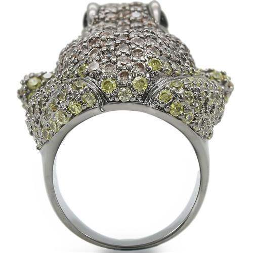 0W284 - Ruthenium Brass Ring with AAA Grade CZ in Multi Color - Alamode - Flyclothing LLC
